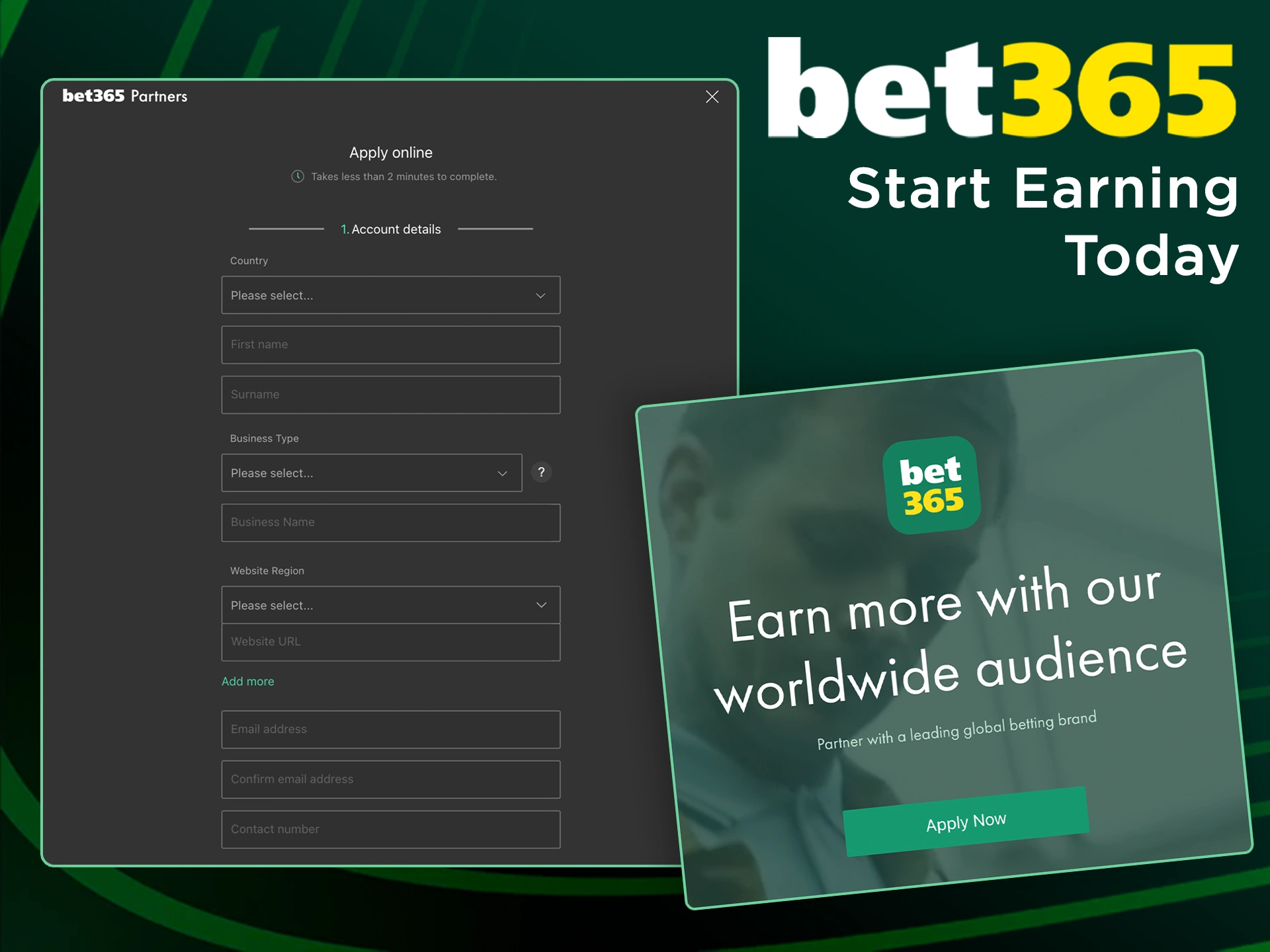 Start earning today with the Bet365 Affiliate program.