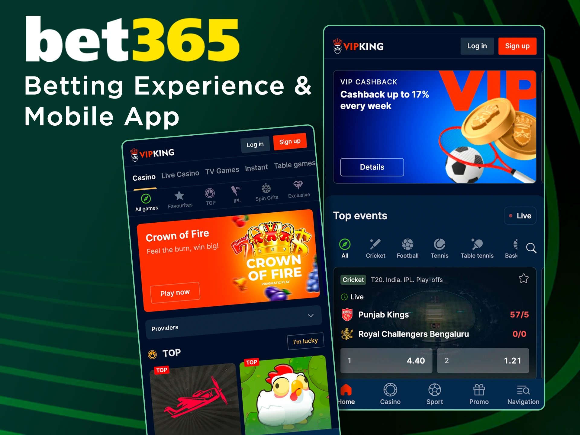Experience new emotions with betting in the Vip King mobile app.