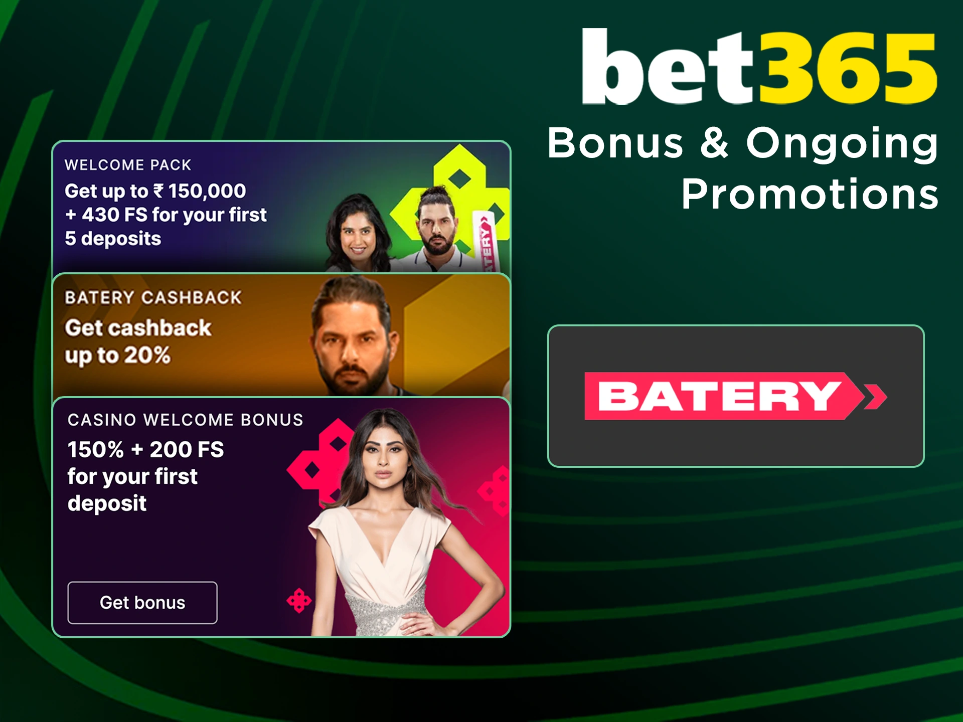 Batery is waiting for you with welcome bonuses.