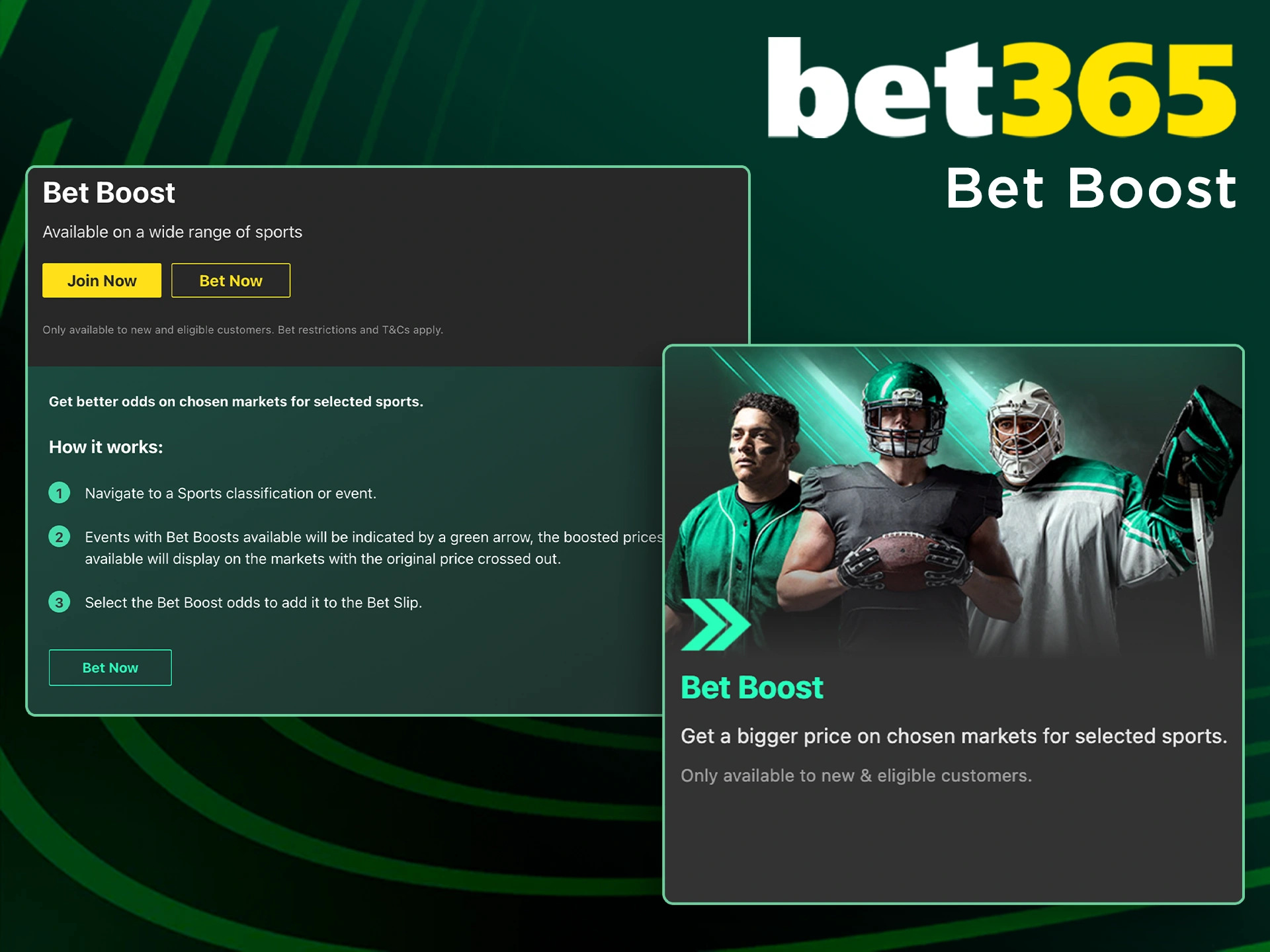 Start a successful career at Bet365 with the Bet Boost bonus.