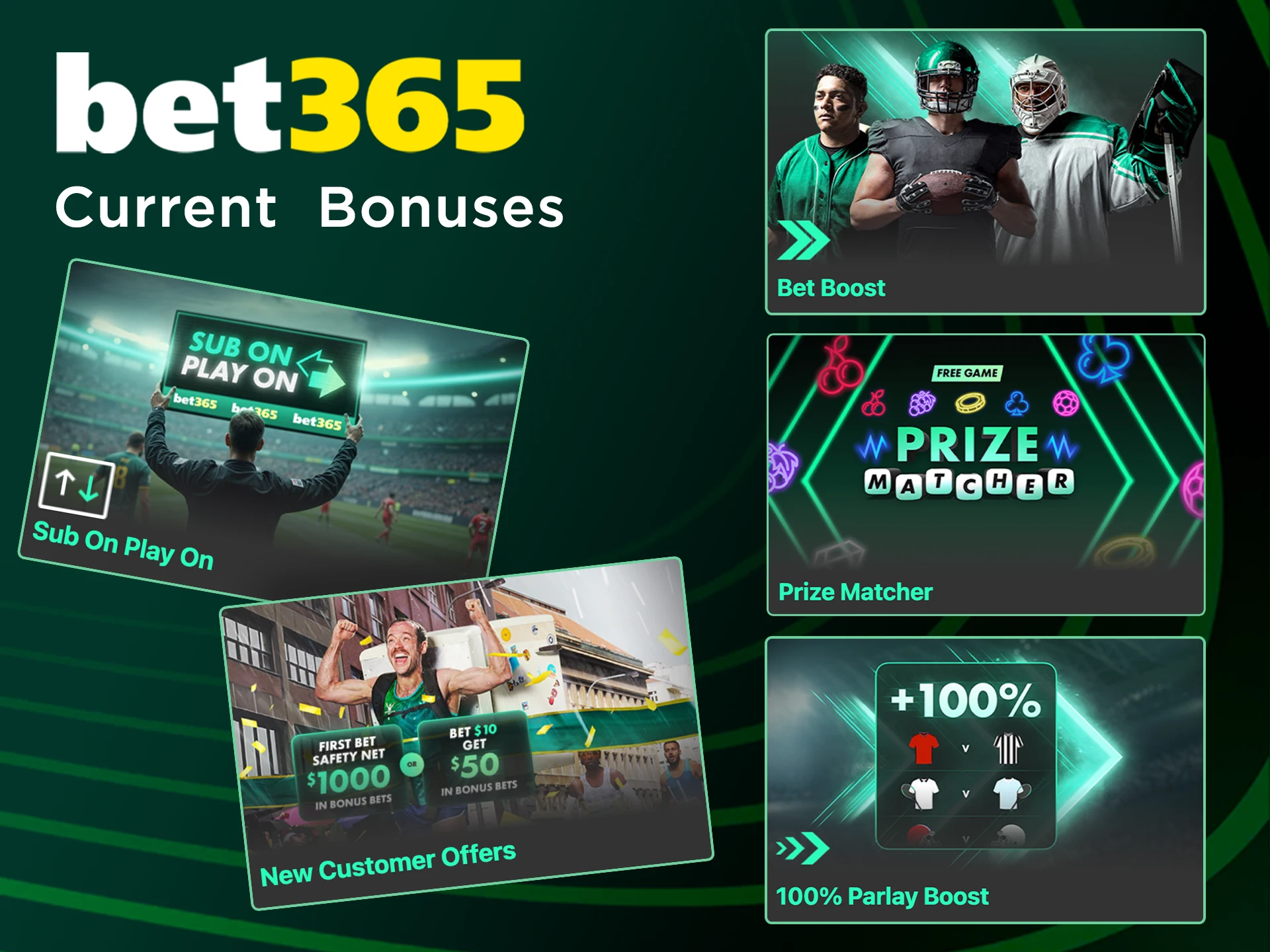 Check out the suggested bonuses offered at Bet365.
