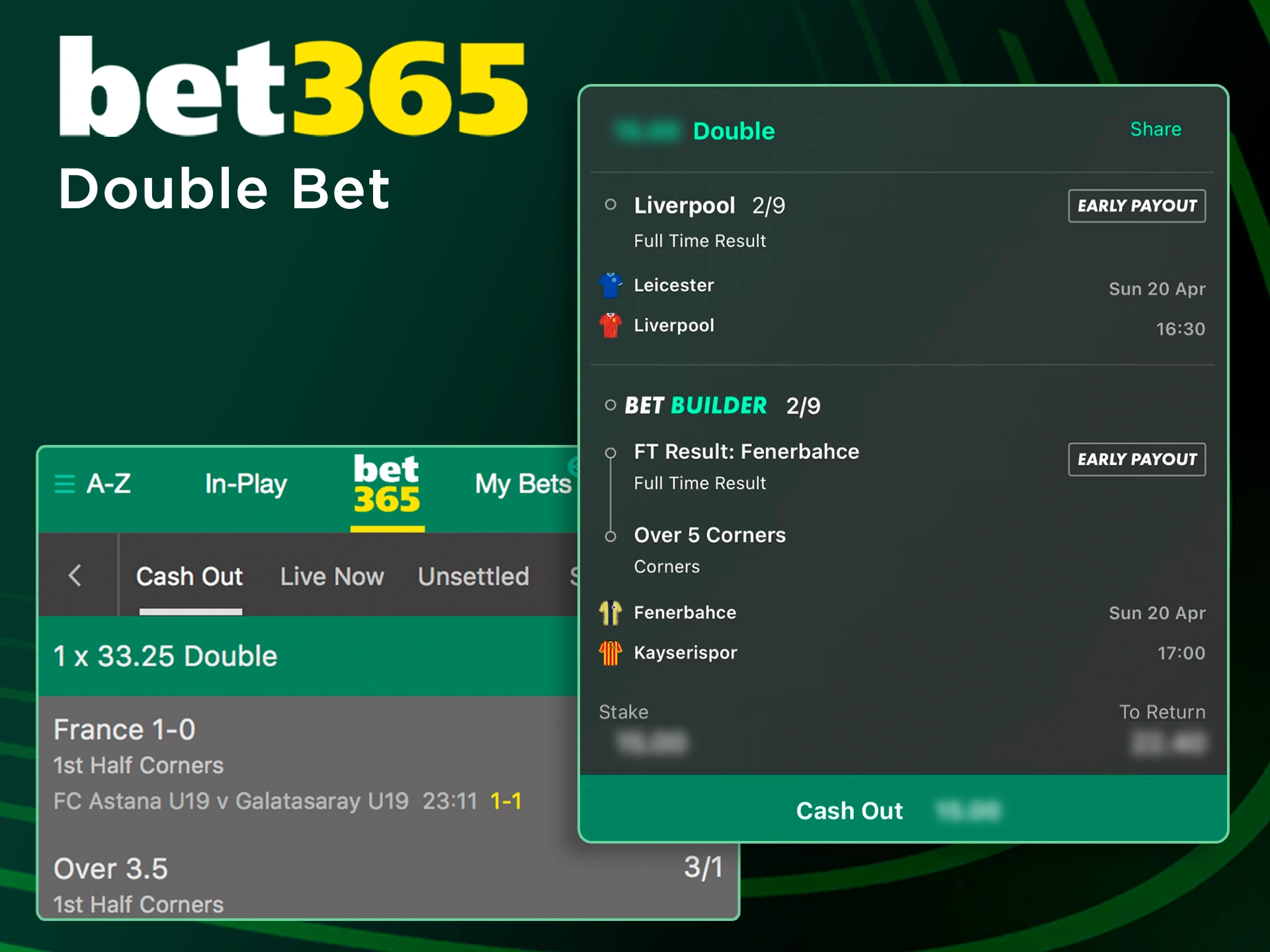 Use double sports betting if you wish at Bet365.