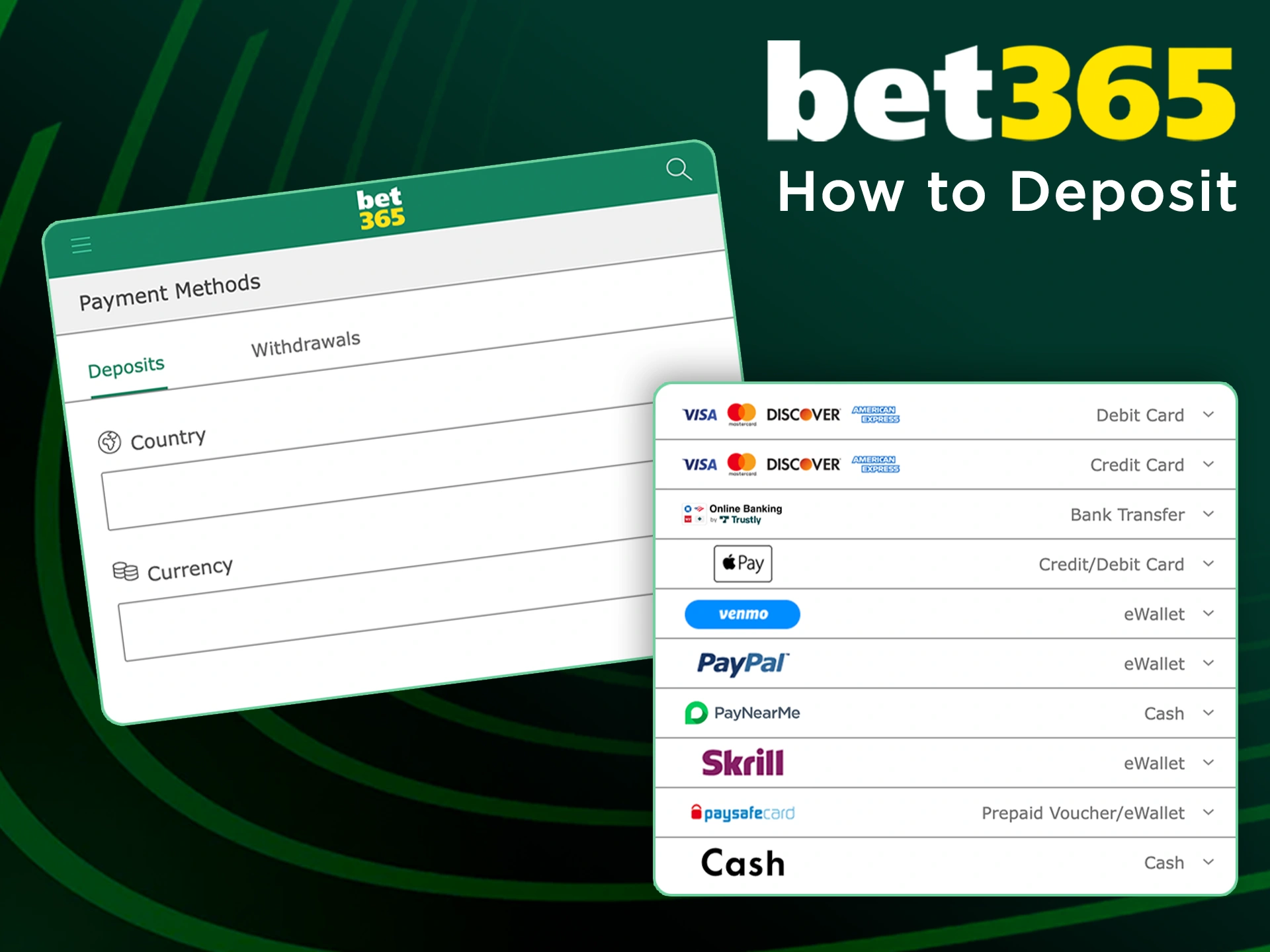 Fund your Bet365 account to start betting.
