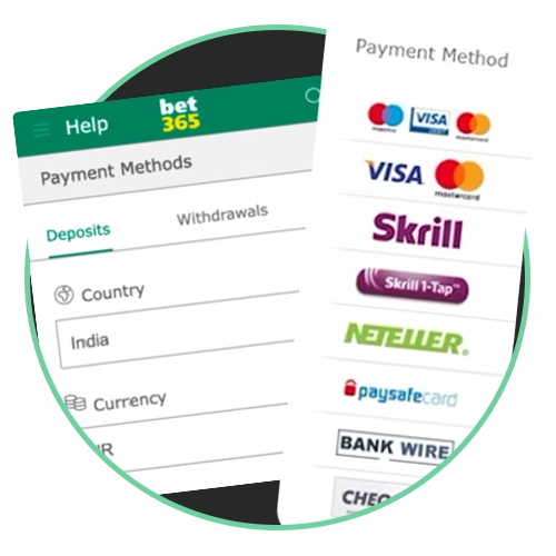 Receive instant and secure transfers to any Bet365 account.