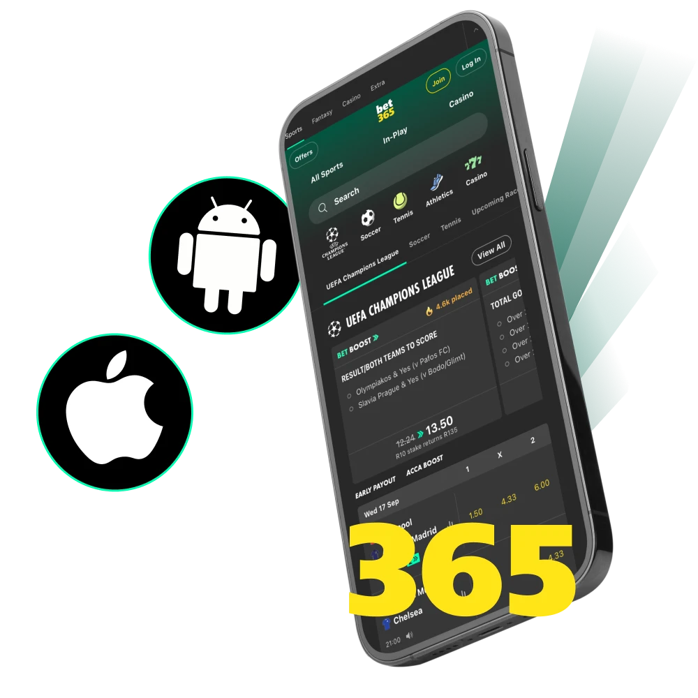 Use the unique and secure Bet365 mobile app.
