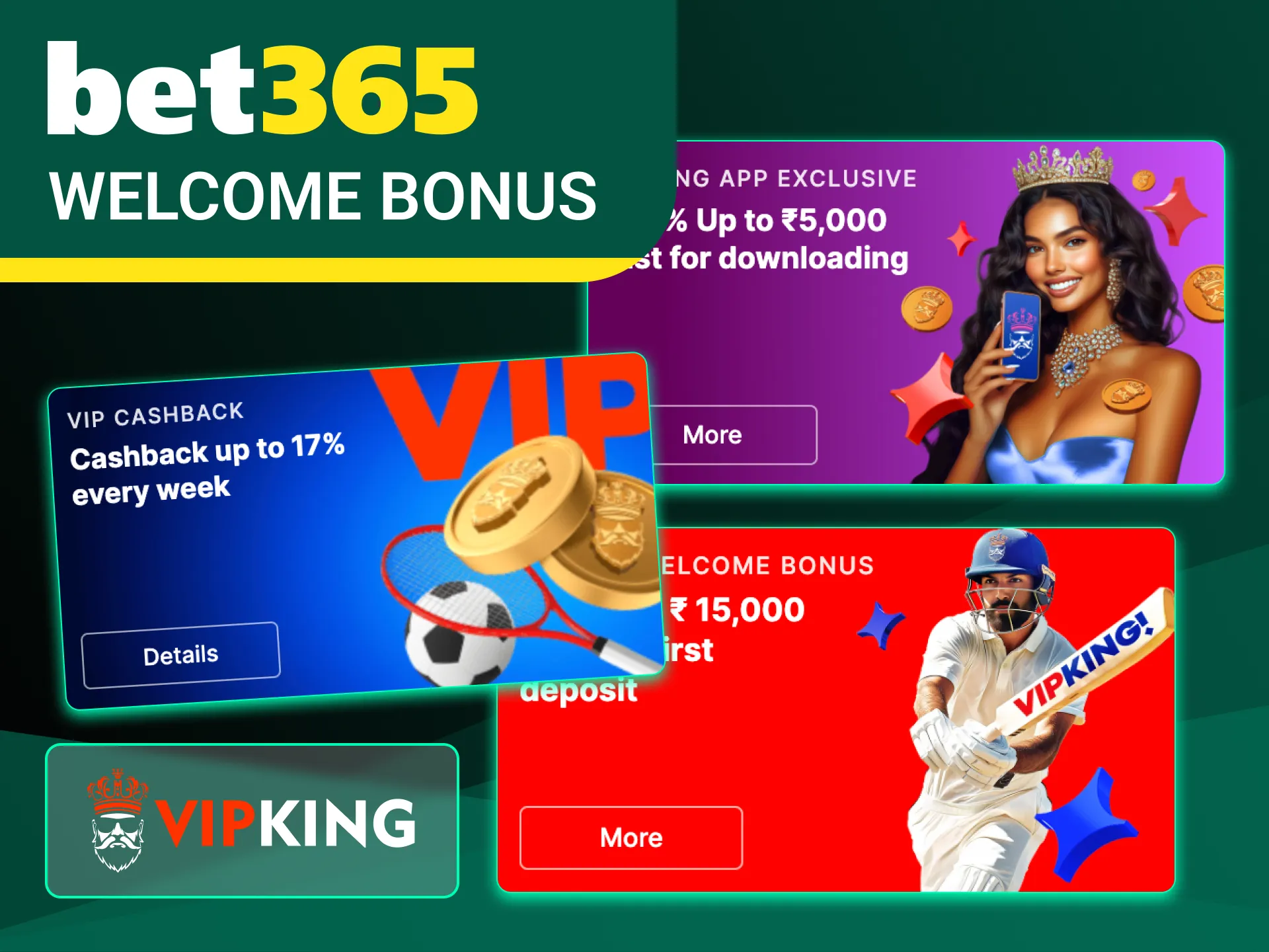 Vip King offers new players great welcome bonuses to get them started.