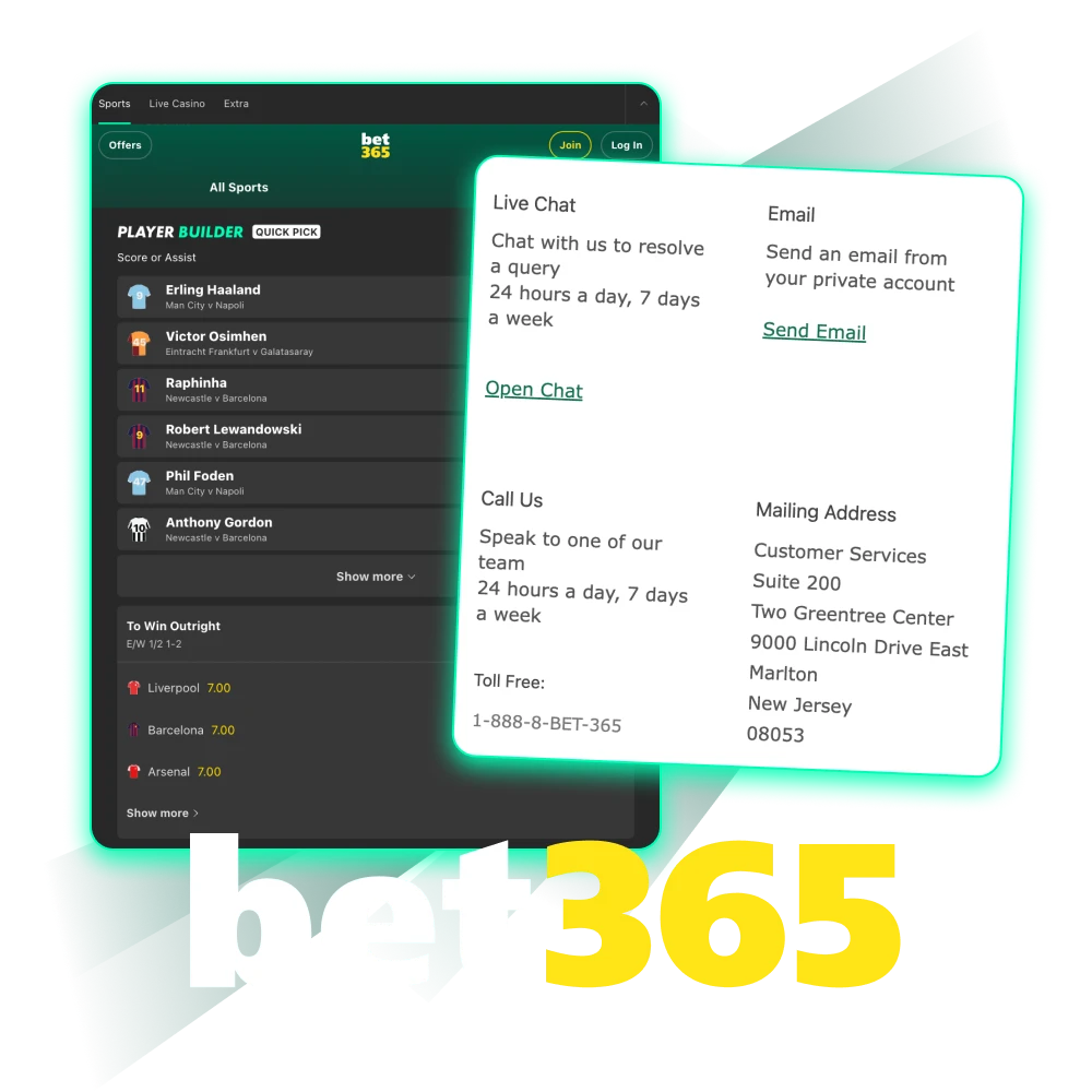 Explore possible methods of contacting Bet365 bookmaker support.