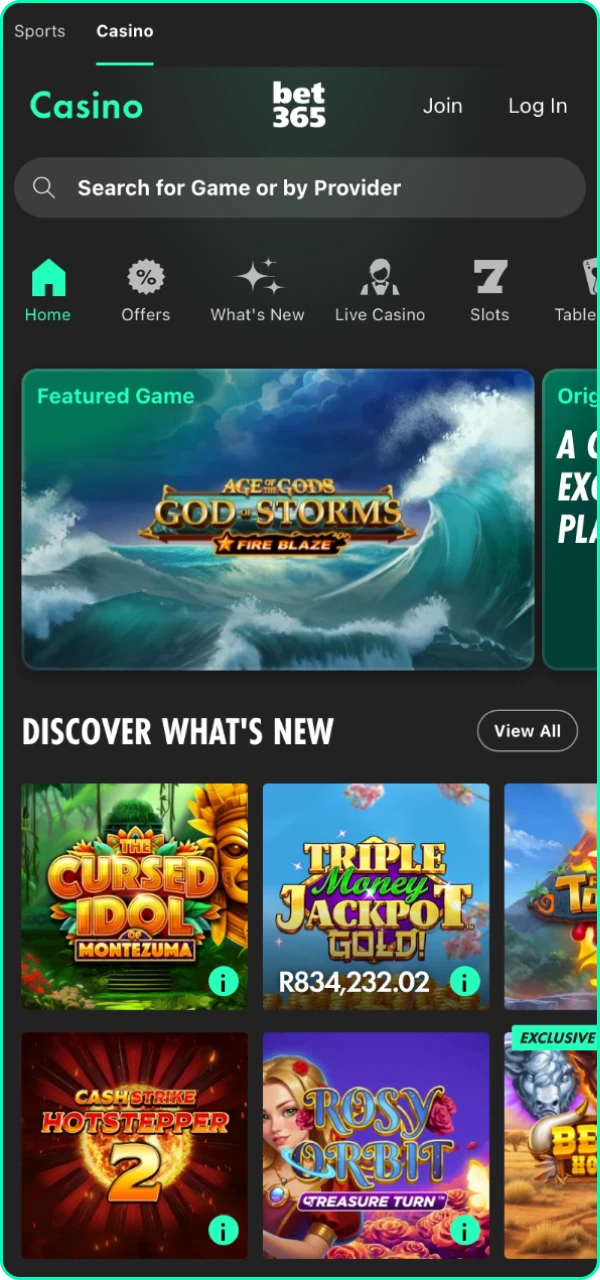 Popular slots that are always available at Bet365 Casino.