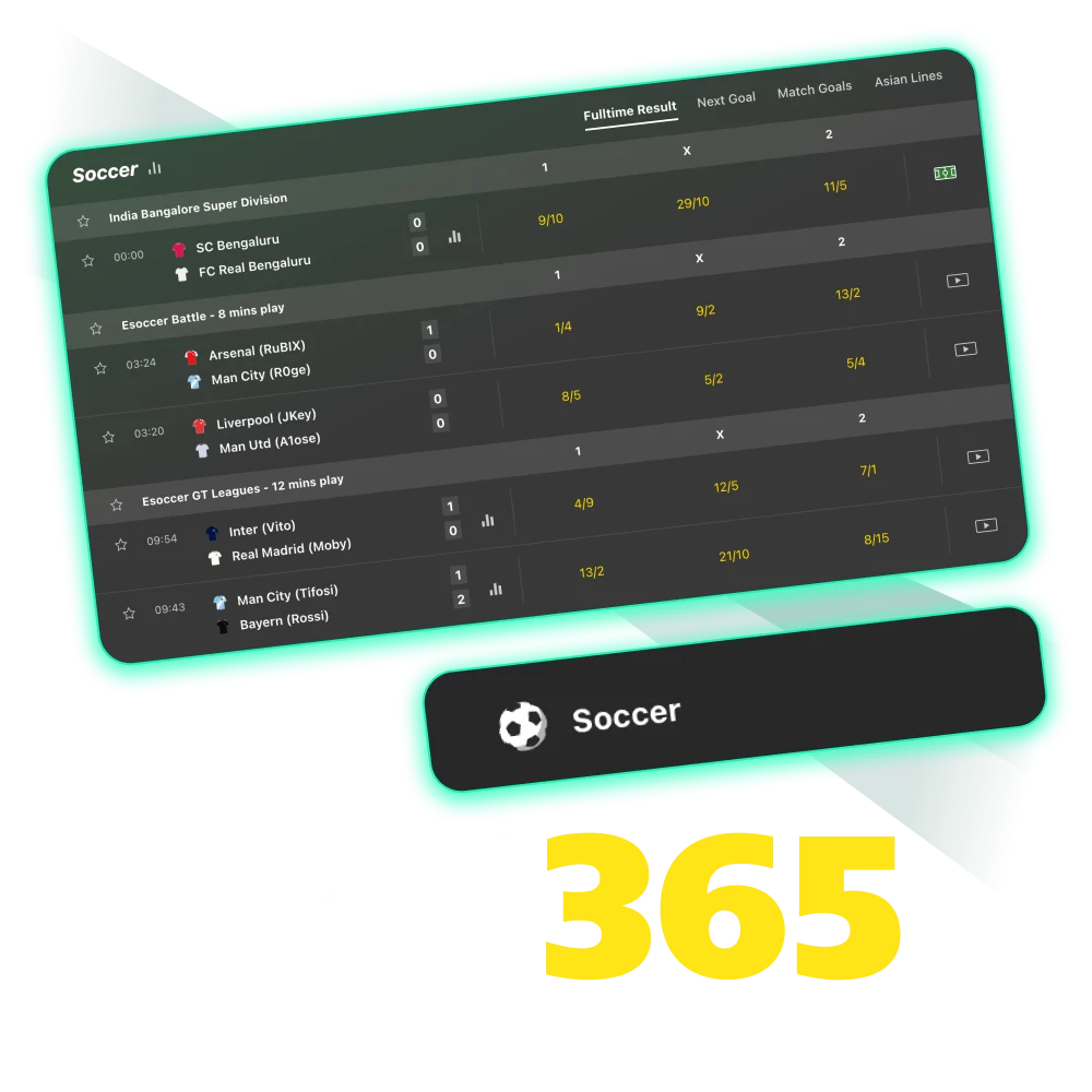 Bet on football online in India with Bet365 and enjoy live action.