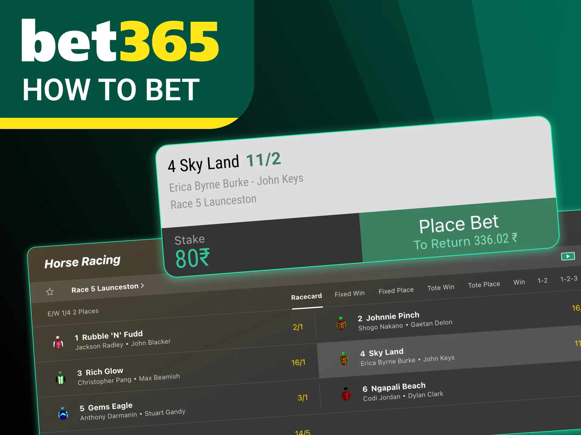 Access your Bet365 profile, choose your race, select odds, and place your horse racing bet with ease.