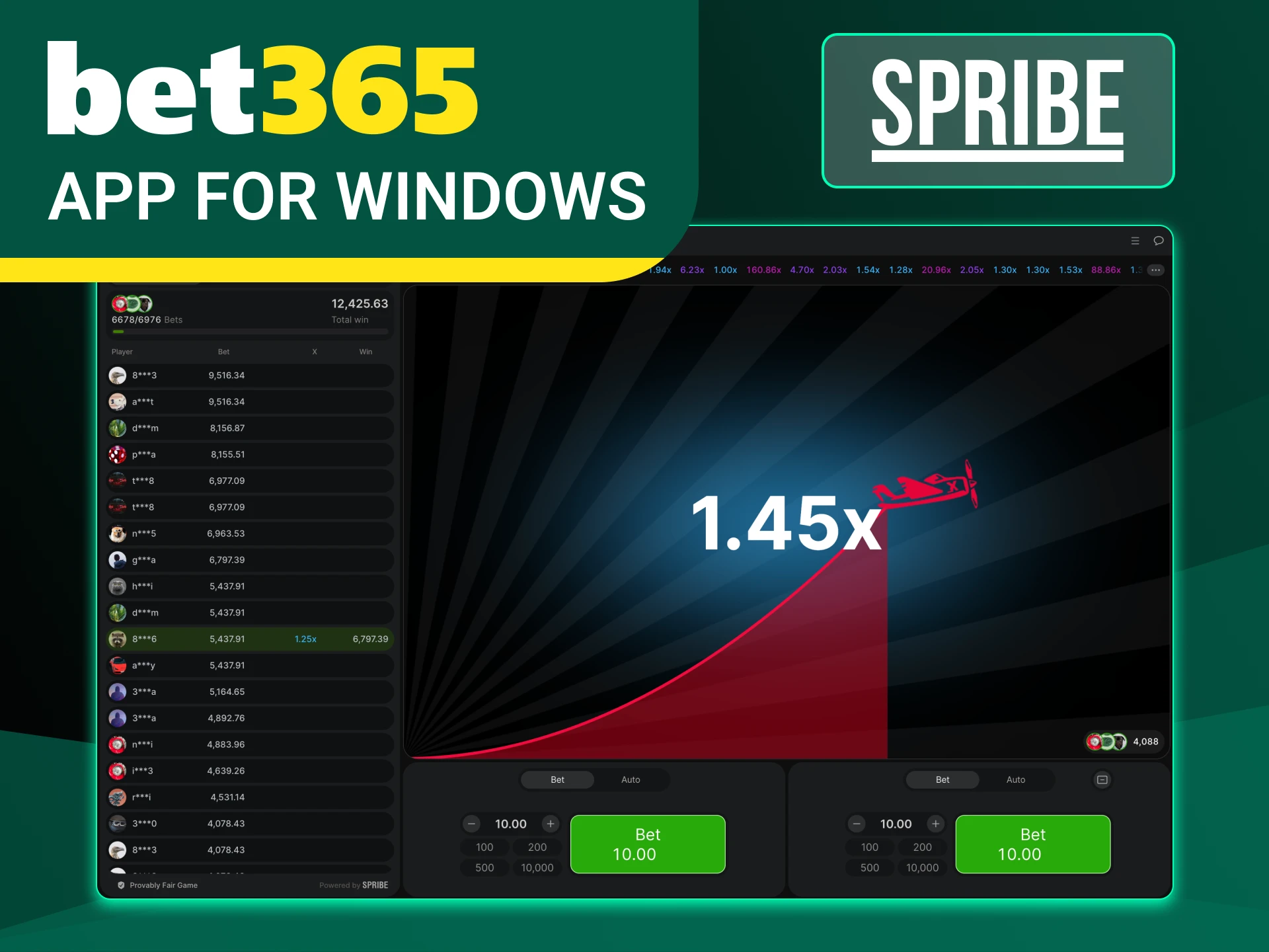Is the Bet365 online casino app available for PC.