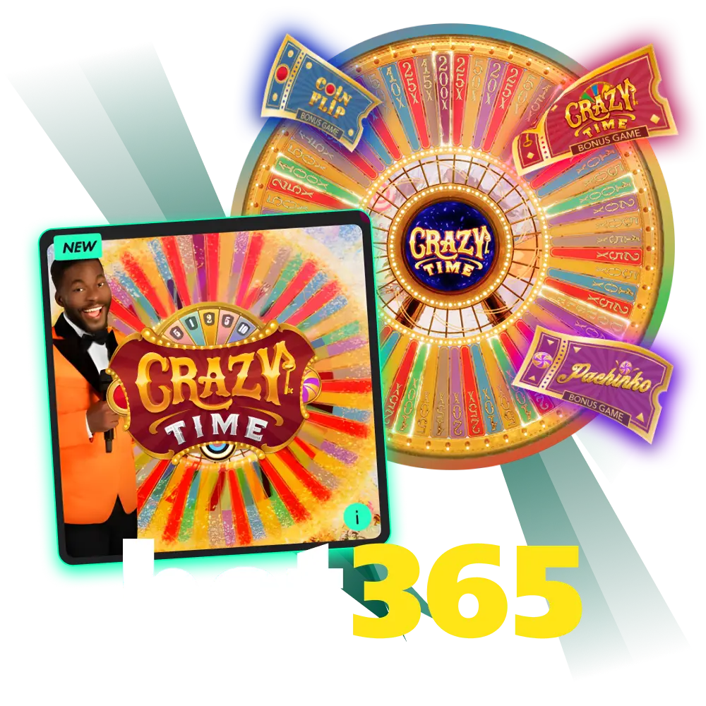 Choose the popular game Crazy Time at Bet365 online casino.
