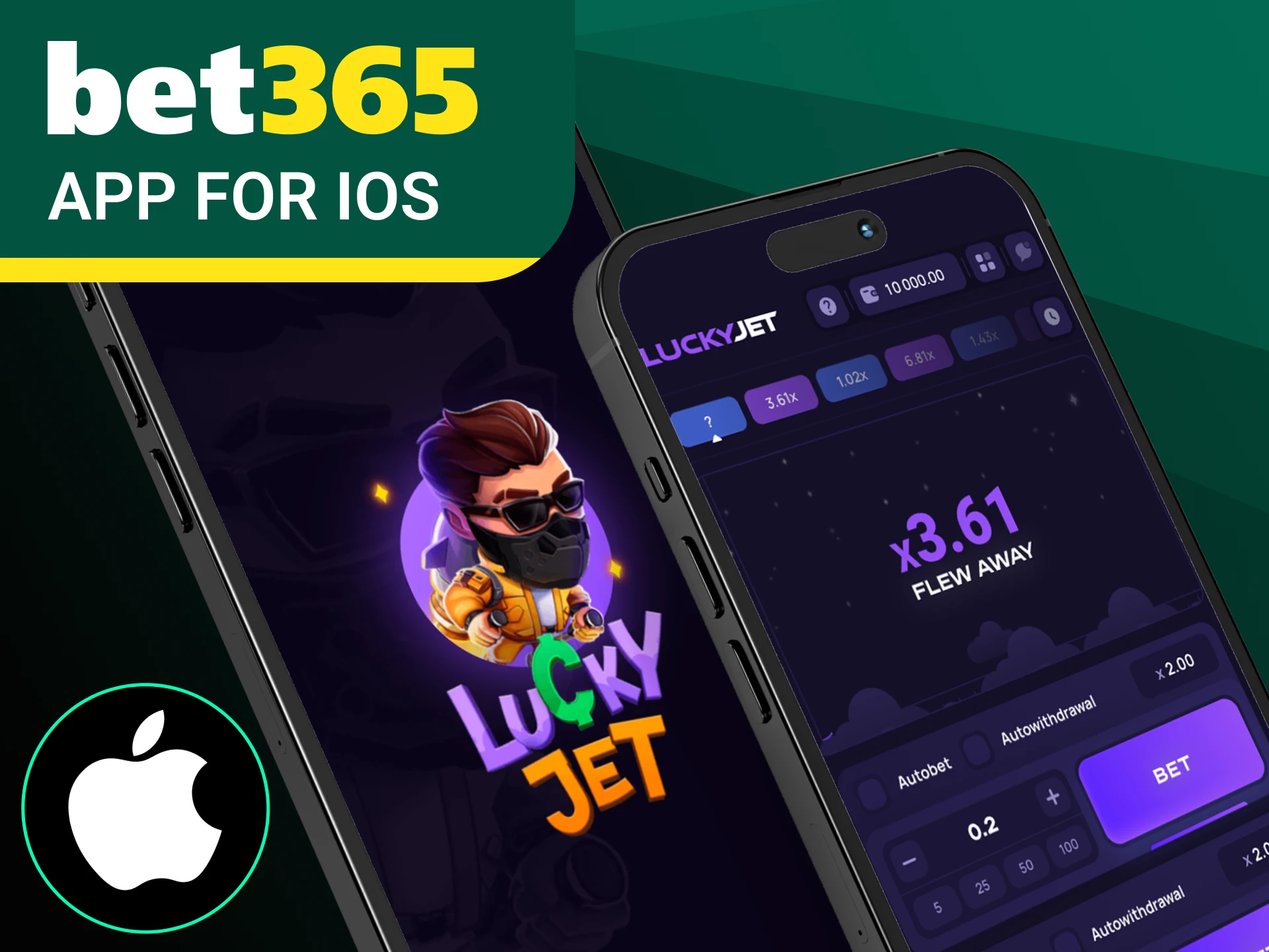 Use your iOS phone to bet on Lucky Jet at Bet365 online casino.